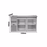 Comptoir de bar réfrigéré Premium PLUS - 1550x700mm - 2 portes vitrées