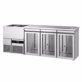Comptoir de bar réfrigéré PREMIUM - 2500x700mm - 3 portes vitrées