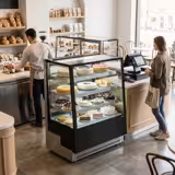 Vitrine à pâtisserie réfrigérée - 508L - 900mm - Double vitrage - avec 4 étagères en verre - portes coulissantes vitrées arrière - Noir