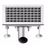 Scurgere de podea din oțel inoxidabil - 300x200mm - design plat și scurgere laterală - Ø 70mm