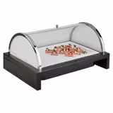 Roll-top Display Set - BRIDGE - GN 1/1 - Acrylic - 635x425mm - Height: 310mm - incl. wooden frame, plastic container, melamine tray, ice pack & roll-top lid