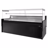 Koeltoonbank - 2480x975mm - 200 liter - kleur zwart - achterzijde 2 schuifdeuren - rechte ruit - marmeren werkblad