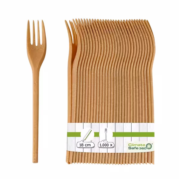 (60 adet) Çok Kullanımlık Çatal - 180mm - Kahverengi