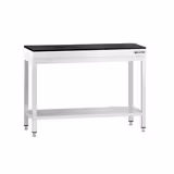 Mesa de trabalho em aço inoxidável PREMIUM - 1000x700mm - com prateleira inferior & com travessas de reforço - incl. tampo em granito