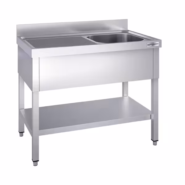 Stół zlewozmywakowy PREMIUM - 1400x600 mm - z półką dolną i 1 zlewem po prawej stronie