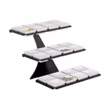 Présentoir buffet / étagère - noir - incl. 24 bols en mélamine - rectangulaires