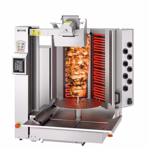 Robô de Kebab elétrico - 8 queimadores - de bancada - motor inferior - máx. 130kg - incl. 1 espeto e cuba de gordura