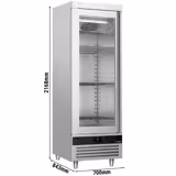 Koelkast RVS PREMIUM - GN 2/1 - 700mm - 600liter - tot -2°C tot +8°C - met 1 glasdeur - geforceerde koeling, automatische ontdooiing & LED‑verlichting