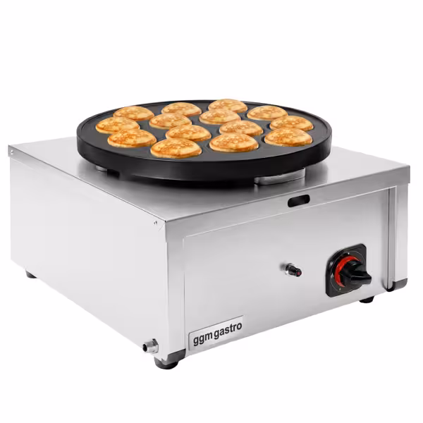 Pe gaz Crepieră profesională - Manuală - Formă: Poffertjes (mini clătite olandeze) - pentru 14 buc - o plită