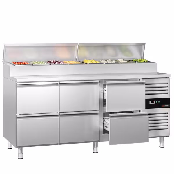 Zubereitungstisch PREMIUM - 1800mm - 10x GN 1/3 - 6 Schubladen