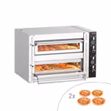 Forno elettrico per pizza - Totalmente in mattoni refrattari - 1040x850mm - 4+4 pizze Ø30cm - 450°C - Meccanico