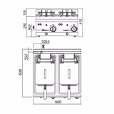 Kaksiosainen sähkökäyttöinen rasvakeitin - 2 x 10 l - 12,0 kW - tyhjennyshanalla - 400 V