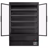 Raft frigorific - 1320 mm - 595 litri - +1°C/+5°C - cu 2 uși din sticlă cu geam dublu uși cu balamale & 4 polițe - negru