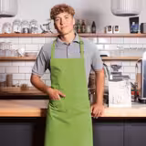 (6 pieces) KARLOWSKY | Basic Chef Bib Apron with Pocket – Lime - 750×900 mm - 2-Section Pocket