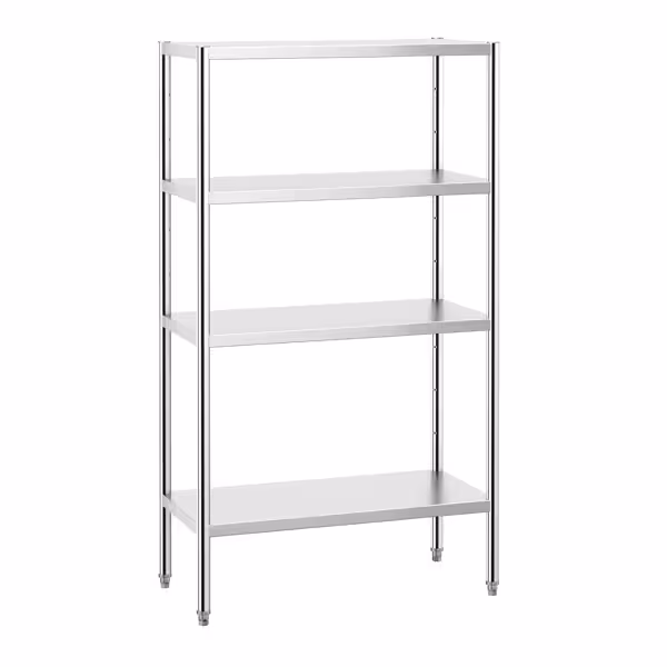 RVS stelling PREMIUM - 1020x1800mm - Diepte: 500mm - met 4 legborden (in hoogte verstelbaar) - Draagvermogen per schap: 80kg