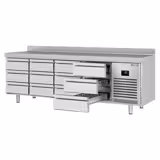 Commercial Counter Fridge PREMIUM PLUS - 2452x700mm - with 12 drawers [1/3] - with upstand - capacity 625 litres