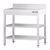 Stół  roboczy ze stali nierdzewnej PREMIUM - 600x700 mm - z półką dolną, panelem tylnym i półką pośrednią