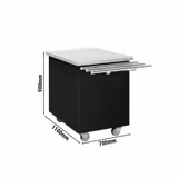 Commercial Checkout Trolley with Tray Slide – Black - 700 mm Width - Stainless Steel Worktop