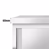 Tavolo armadiato in acciaio inox PREMIUM - 800x700mm - con 2 porte a battente