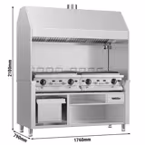 Barbecue à gaz professionnel BERLIN - 28kW - sur pied - P790mm - grilles de cuisson en fonte