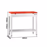 Mesa de trabalho em aço inoxidável PREMIUM - 800x700mm - com prateleira inferior - incl. Tábua de corte Vermelha