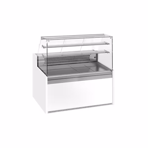 Vitrină pentru prăjituri - 1622x985 mm - 3050 L - cu 2 uși - cu 2 rafturi - geam frontal drept