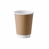 (500 Stück) Coffee to go Pappbecher - doppelwandig - 300ml - Ø 90mm - Braun - innen Weiß