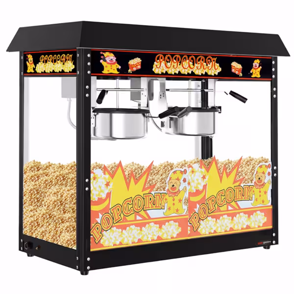 Machine à pop-corn - 2,90kW - 10kg/h - avec 2 marmite(s) - Noir