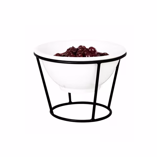 Buffetstandaard - zwart gecoat RVS - rond - 1-laags - incl. 1 melamine schaaltje