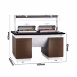 Buffet warmhoud DUBLIN - 1600mm - met 2 chafing dishes & zwenkwielen