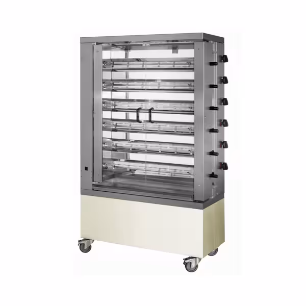 Plynový gril na kuřata ECO se 6 rožni pro 36 kuřat - 1098 x 480 x 1860 mm