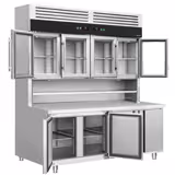 Commercial Counter Fridge - 1800x800mm - with 4 glass doors (top) & 4 doors (bottom) - double glazing - with worktop