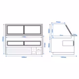 Koeltoonbank KAISA - 1500x1048mm - 420 liter - kleur zwart - dubbel glas - achterzijde 2 schuifdeuren - rechte ruit