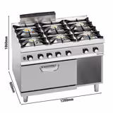 Fourneau à gaz – 44 kW – 6 brûleurs – avec four à gaz statique – 7,8 kW