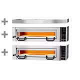 Electric Deck Pizza Oven - Twin Deck - Refractory Stone Deck - 4+4 x Ø 34cm (13.4") - Touchscreen Controls - up to 450°C - incl. Stainless steel hood