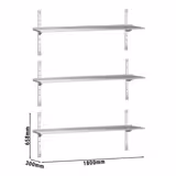 Étagère murale PREMIUM - 1800 x 300 mm - avec 3 niveaux