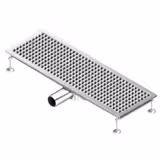 Stainless Steel Channel Drain - AISI 304 - 900x300mm - low-profile - side outlet - Ø70mm - removable grate/strainer