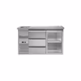 Dozator de bere profesional cu răcire integrată Premium PLUS - 1550 x 700 mm - 1 ușă din sticlă și 3 sertare