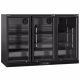 Barkoelkast - 1350mm - 320 liter - met 3 glazen vleugeldeuren - Exterieur & interieur Zwart