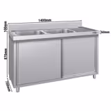 Spülschrank ECO - 1400x700mm - mit 2 Becken links