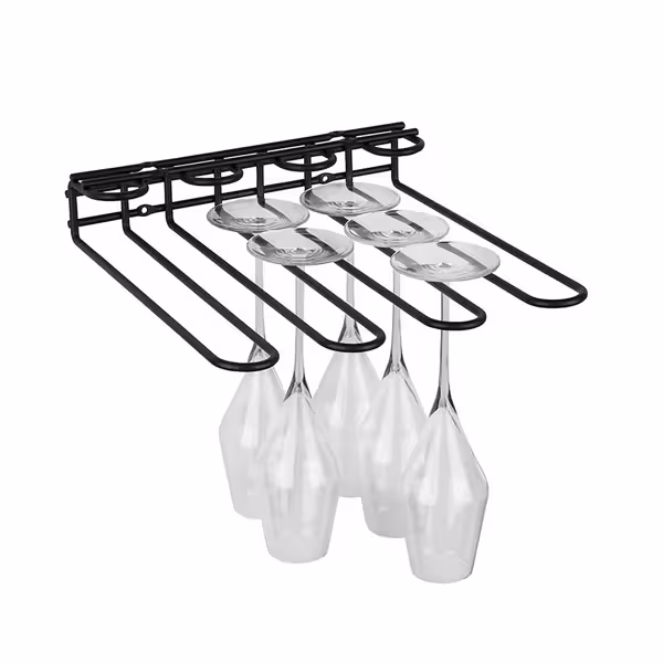 Wieszak na kieliszki - chromowany metal - do 12 kieliszków - 2-rzędowy - 320x295x60mm - do montażu pod półką/na suficie/na ścianie