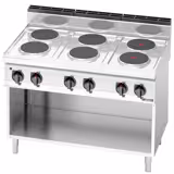 Golvmodell Elspis (gjutjärnsplattor) - Lorenzo 700 - 1200x714x1070 mm - 15,6 kW - 6 plattor runda - öppet underskåp med bottenhylla