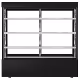 Vitrine à pâtisserie réfrigérée MADRID - 1200L - 1800mm - Double vitrage - avec 3 étagères en verre - portes coulissantes vitrées arrière - Noir mat