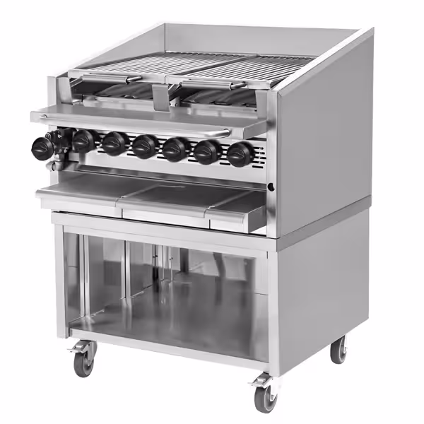 Gasgrill - 25,0kW - Kantelbaar grillrooster - 2 grillroosters - Staand model - RVS