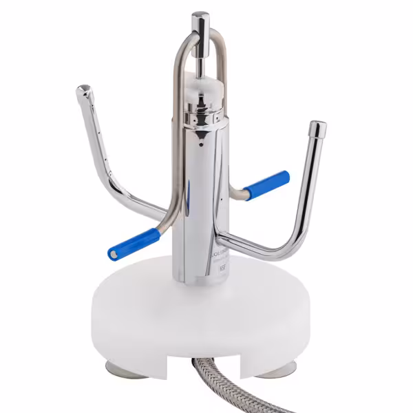 Glazen spoeler Horeca voor spoelbak - met zuignappen en slang - met automatische waterafsluiting