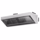 Wandafzuigkap RVS - 900mm diep - 2000mm - zonder motor - met 4 labyrintfilters en verlichting
