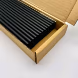 (50 szt.) Słomki szklane - 150mm - ø8mm - proste - Czarny mat - ze 1 szczoteczką do czyszczenia z nylonu