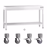 Edelstahl Arbeitstisch PREMIUM - 1500x800mm - mit Grundboden & Rollen