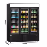 Drankenkoelkast - 1600mm - 891L - met 3 glasdeuren - zwart