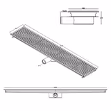 Rozsdamentes acél padlóösszefolyó - 1650x300 mm - lapos kivitel és oldalsó kifolyás - Ø 70 mm